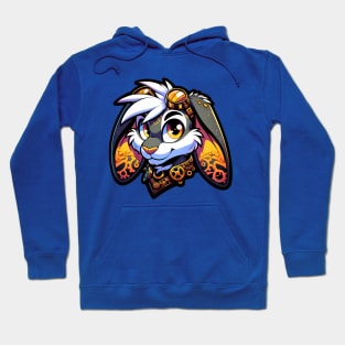 Steampunk Neon Furry Anthro Bunny Rabbit Hoodie